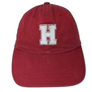 H Logo Slideback Baseball Cap Red One Size Adjustable Embroidered Titan Headwear